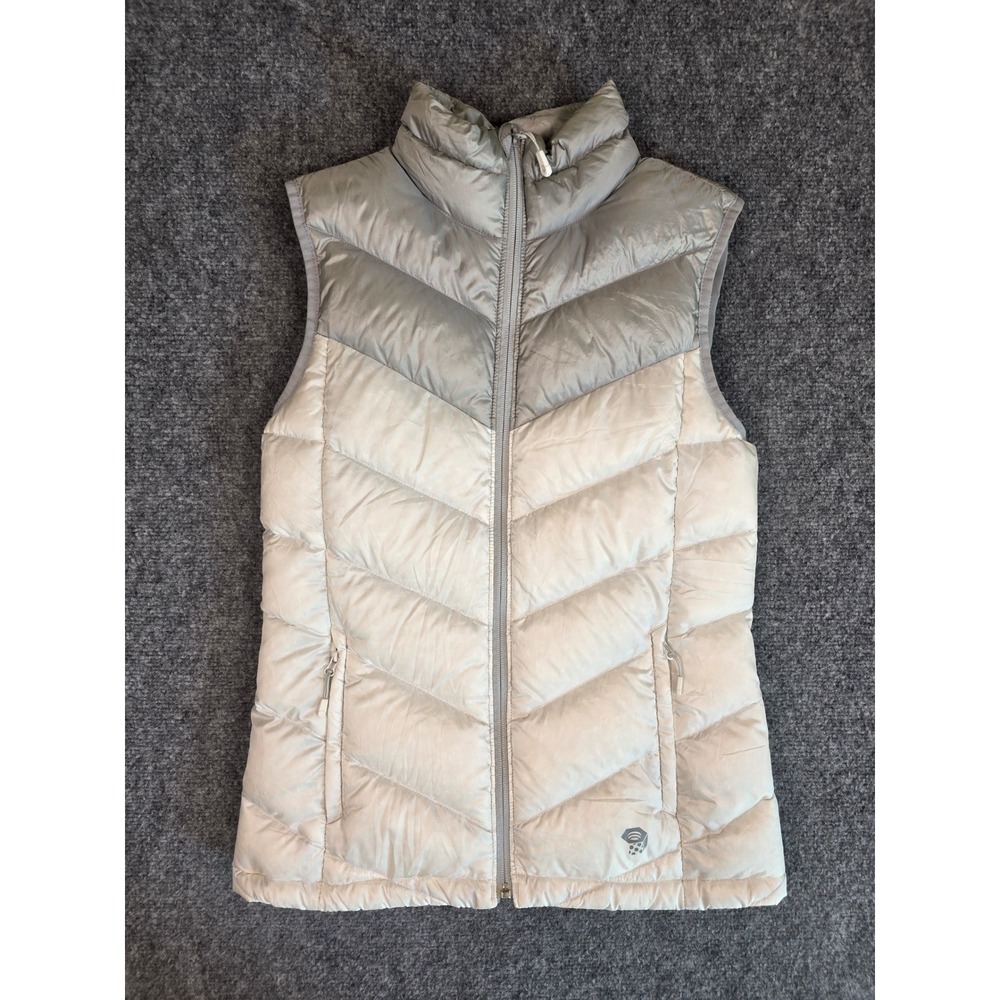 Mountain Hardwear Ratio Down Vest Womens Small Grey Q Shield 650 Fill Puffer